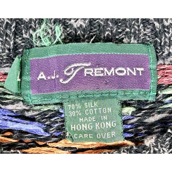 Vtg A.J. Tremont Silk Blend Knit Pullover Sweater Size L Geometric Multicolor - Picture 5 of 9